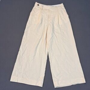 House Of Harlow 1960 Womens Sz 6 Wide Leg Dress Pants Belted Ivory Slacks High